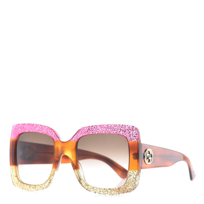 Gucci Square Frame GG0083S Sunglasses Glitter Pink Multi 1 of 8