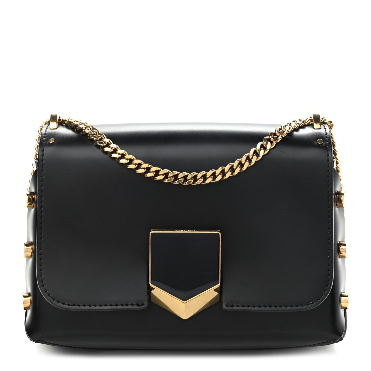Smooth Calfskin Lockett Petite Shoulder Bag Black