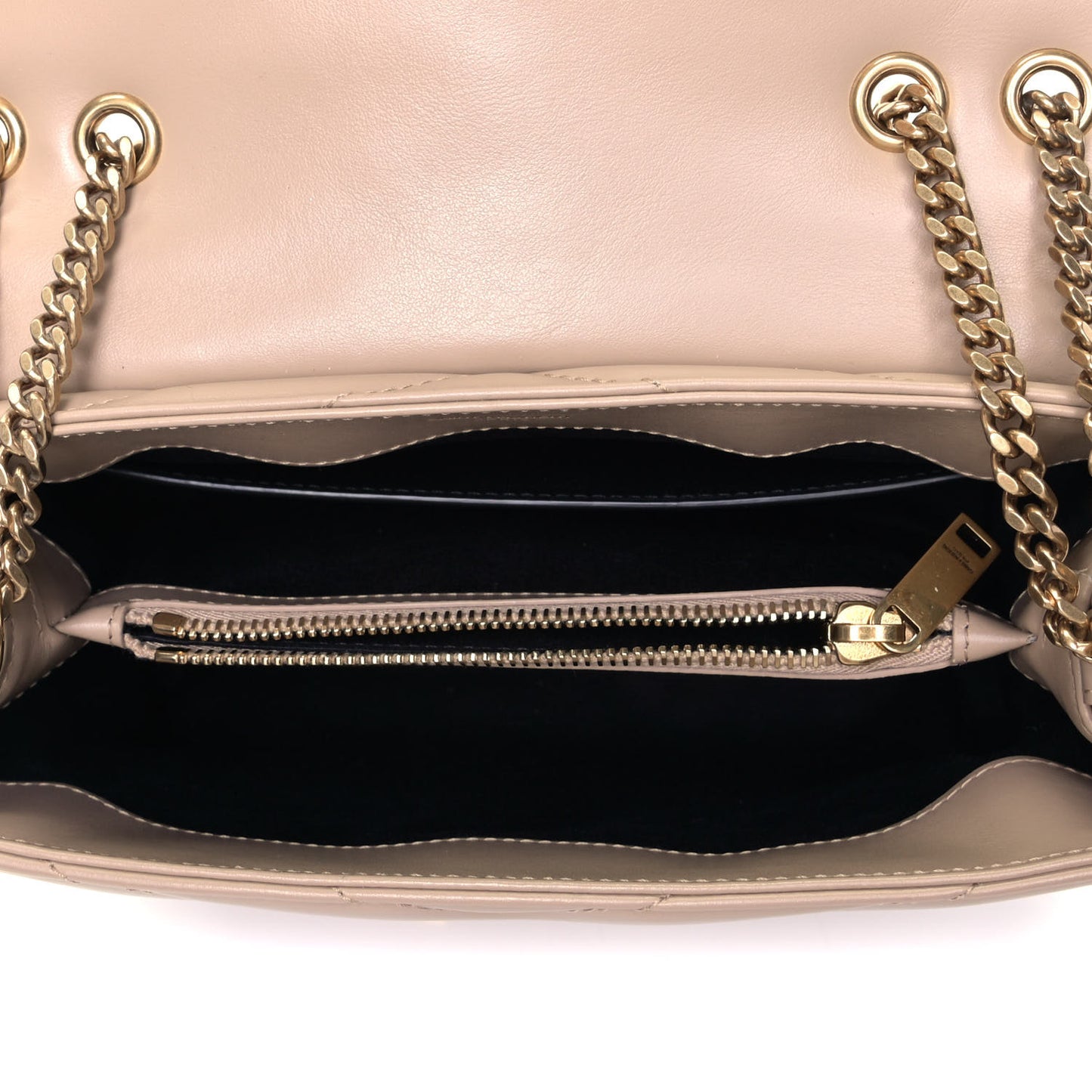 Calfskin Y Quilted Monogram Small Loulou Chain Satchel Dark Beige