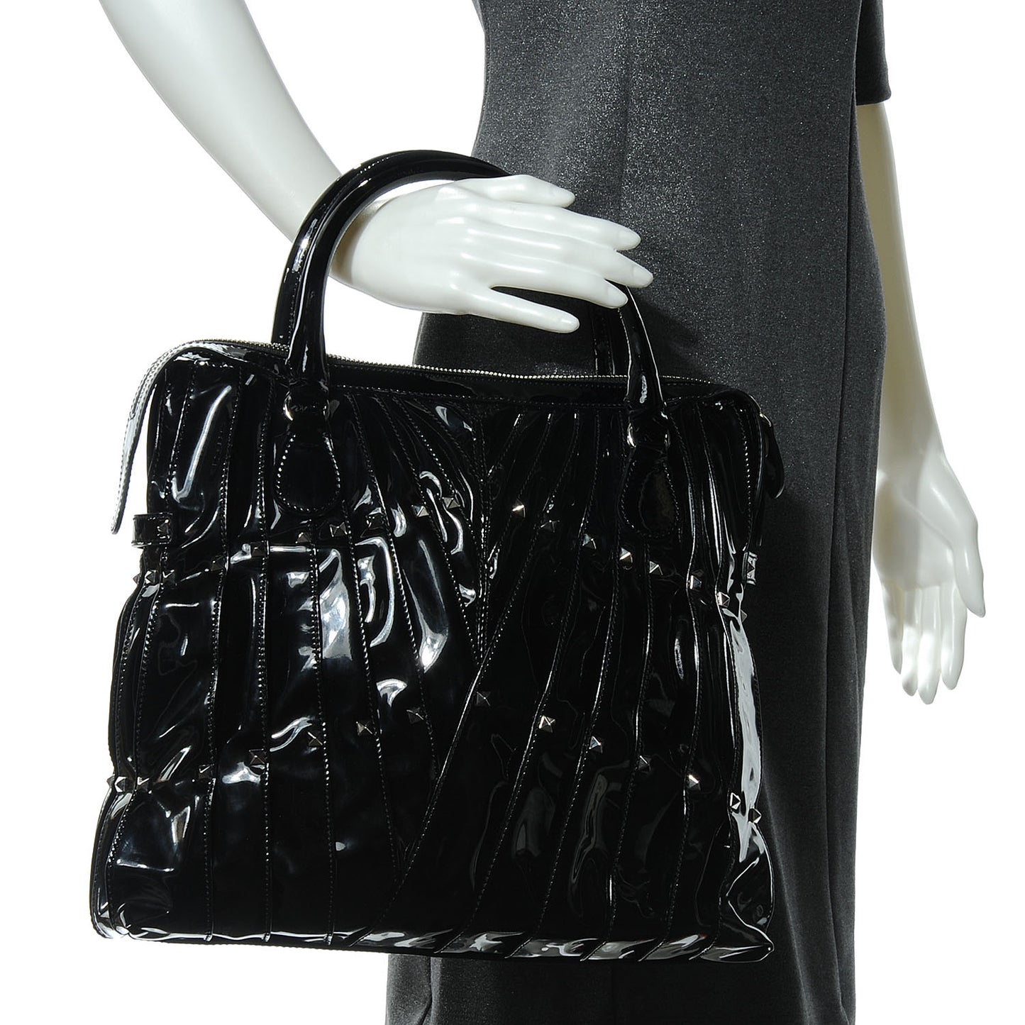 Patent Maizeon Studded Tote Black
