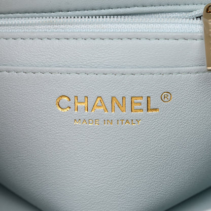Chanel Lambskin Quilted Mini Top Handle Rectangular Flap Light Blue 6 of 10