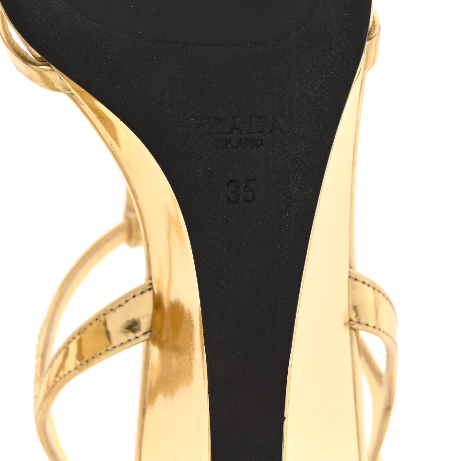 Prada Metallic Patent Strap Wedge Sandals 35 Platino 7 of 10