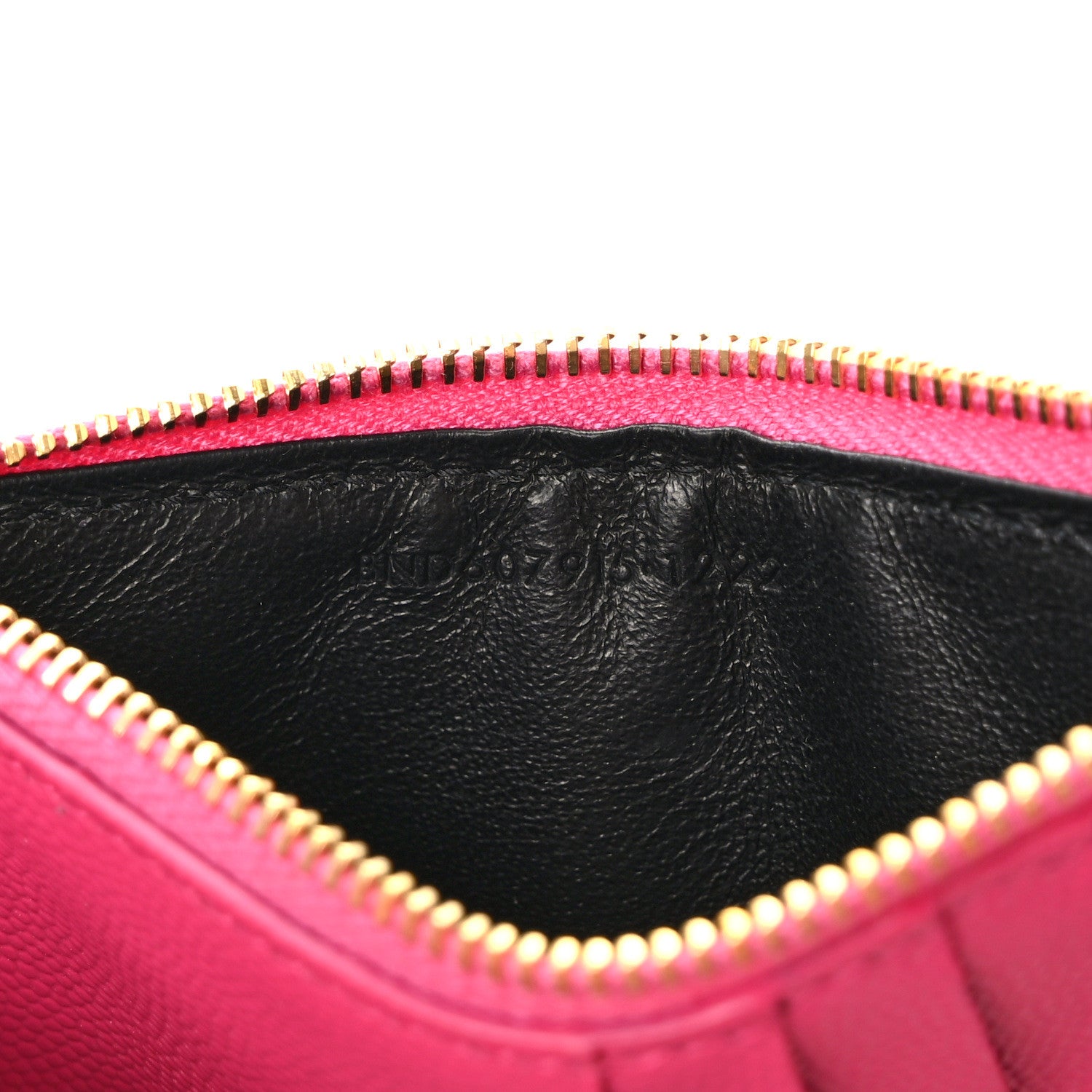 Saint Laurent Grain De Poudre Matelasse Chevron Monogram Fragments Zippered Card Case Fresh Fuxia 7 of 10
