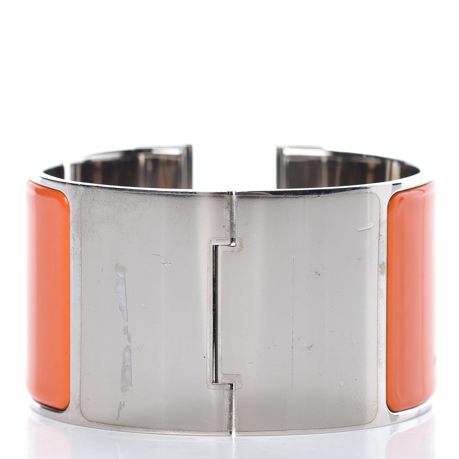 Hermes Enamel Extra Wide Clic Clac H Bracelet PM Orange White 3 of 9