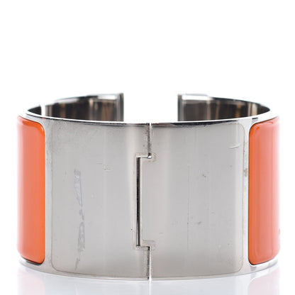 Hermes Enamel Extra Wide Clic Clac H Bracelet PM Orange White 3 of 9