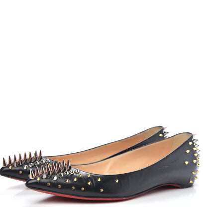 Christian Louboutin Shiny Nappa Goldoflat Spikes Flats 37.5 Black 3 of 12