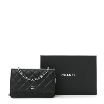 Chanel Lambskin Quilted Wallet On Chain WOC Black 12 of 12