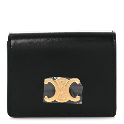 Celine Shiny Calfskin Triomphe Business Card Holder Black 1 of 9