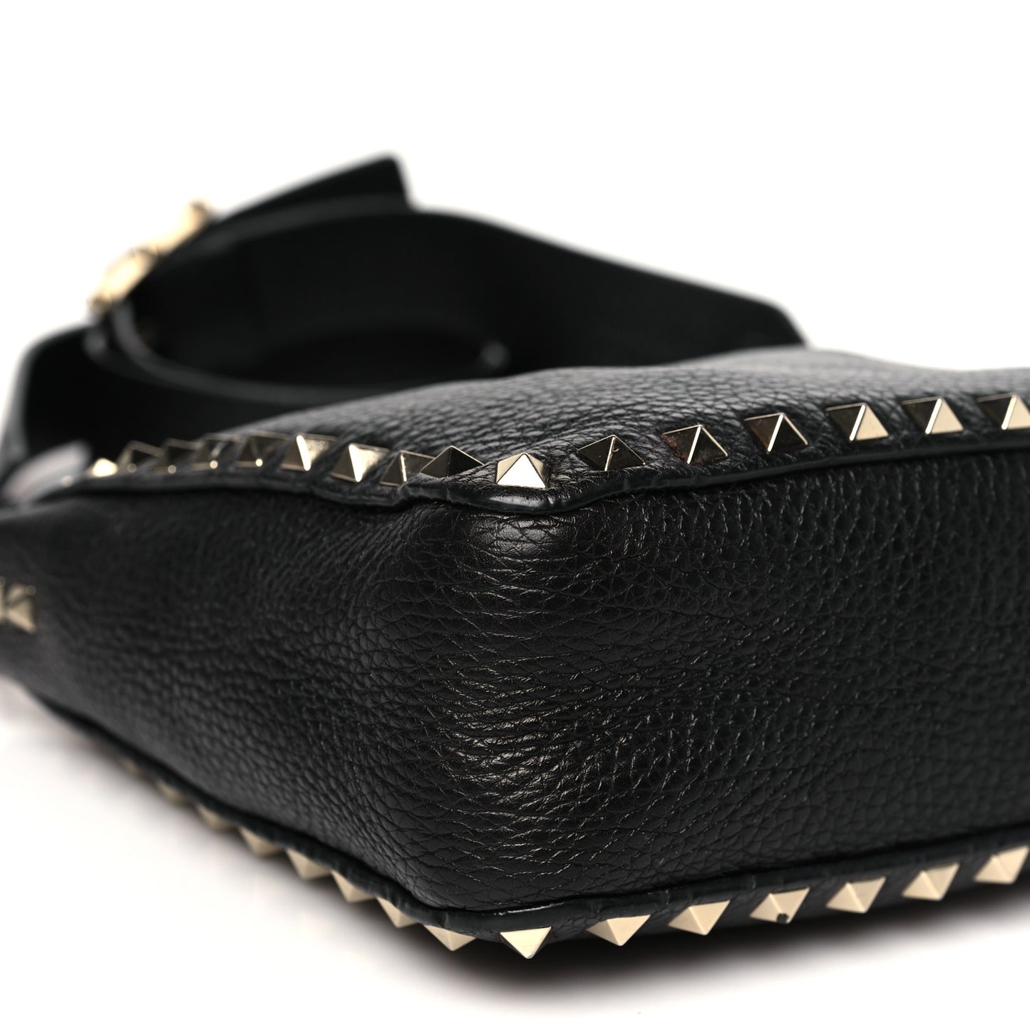 Pebbled Calfskin Mini Rockstud Flip-Lock Messenger Bag Black