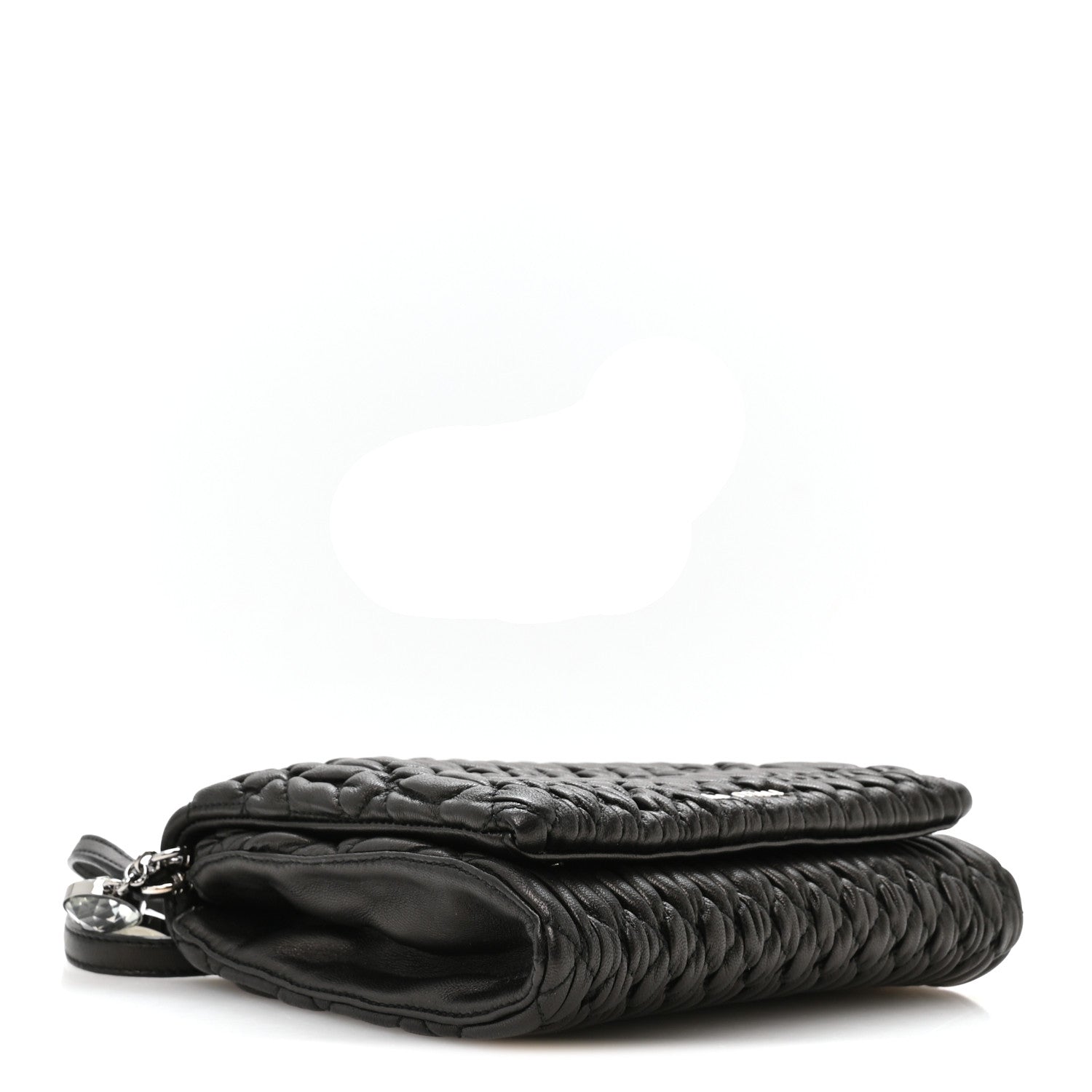Miu Miu Nappa Matelasse Crystal Shoulder Bag Black 4 of 12