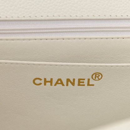 Chanel Caviar Quilted Jumbo Single Flap White 6 of 11