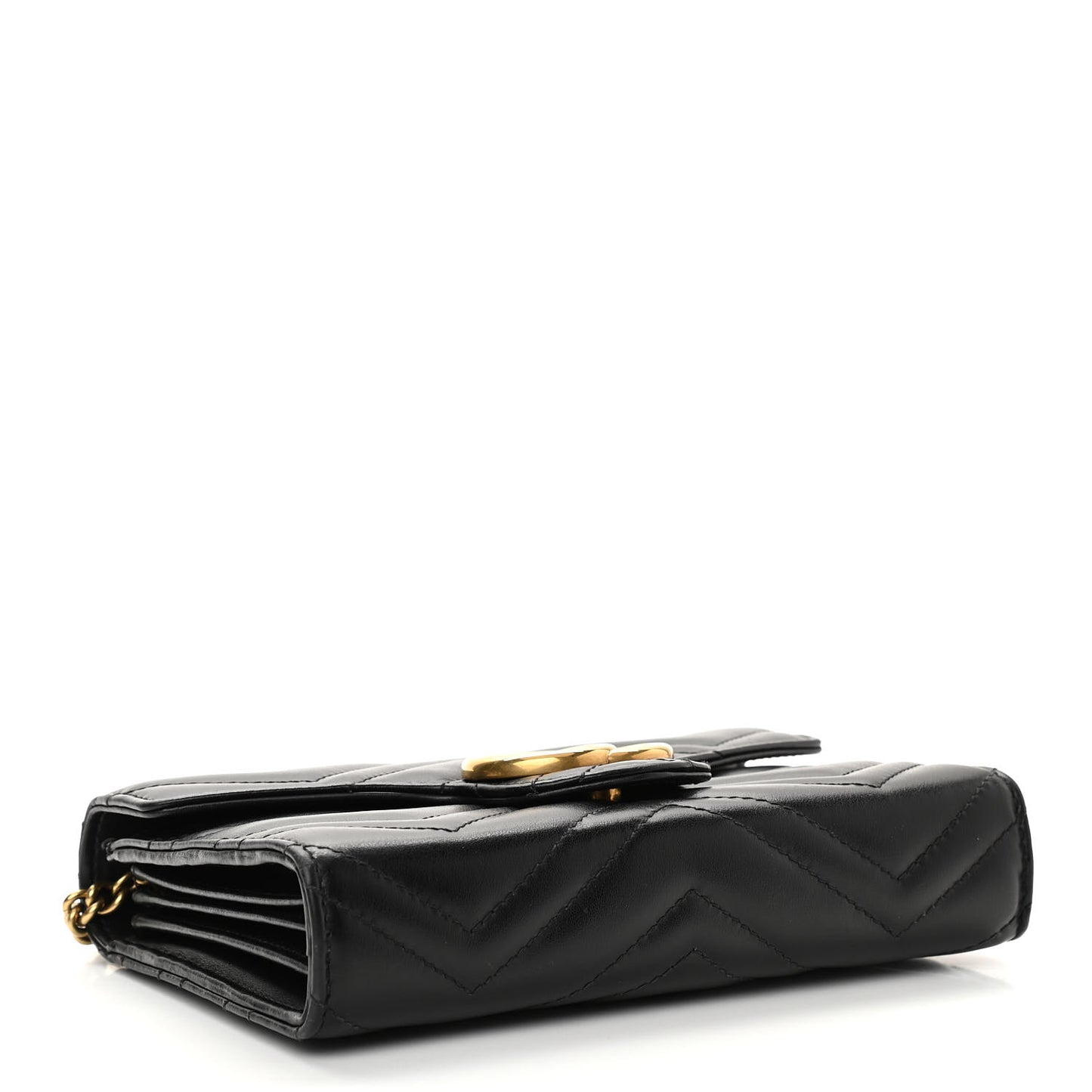 Calfskin Matelasse GG Marmont Chain Wallet Black