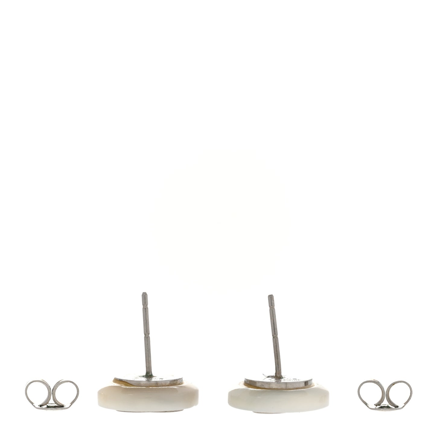 Resin CC Round Earrings White Silver