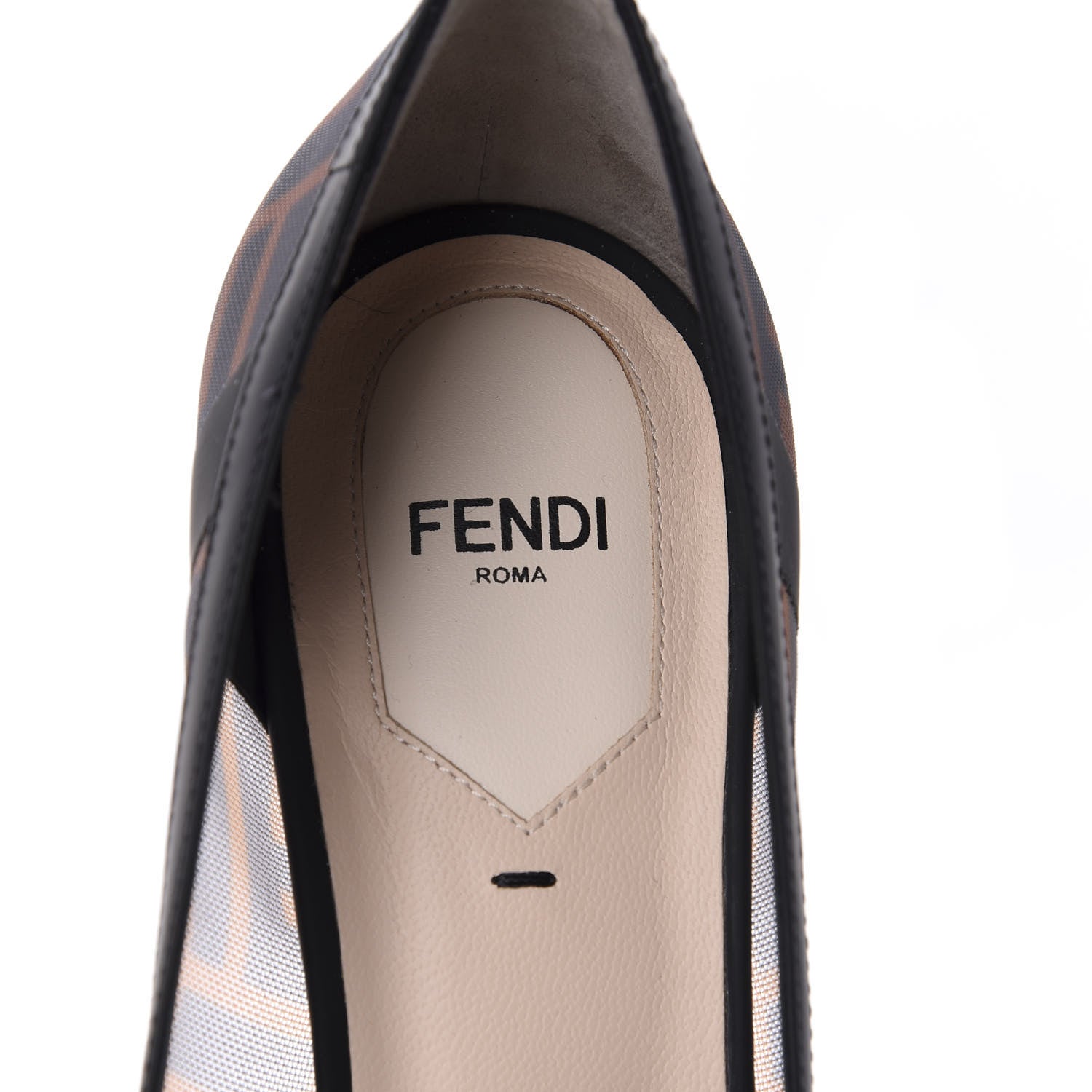 Fendi Technical Mesh Vitello Gommato FF Colibri 55mm Pumps 40 Tobacco Moro Black 7 of 9