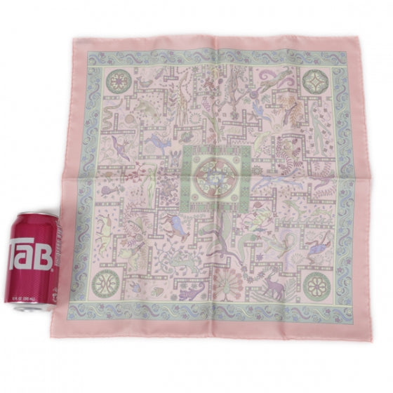 Hermes Silk Forces de la Vie Pocket Square Scarf Pink 2 of 5