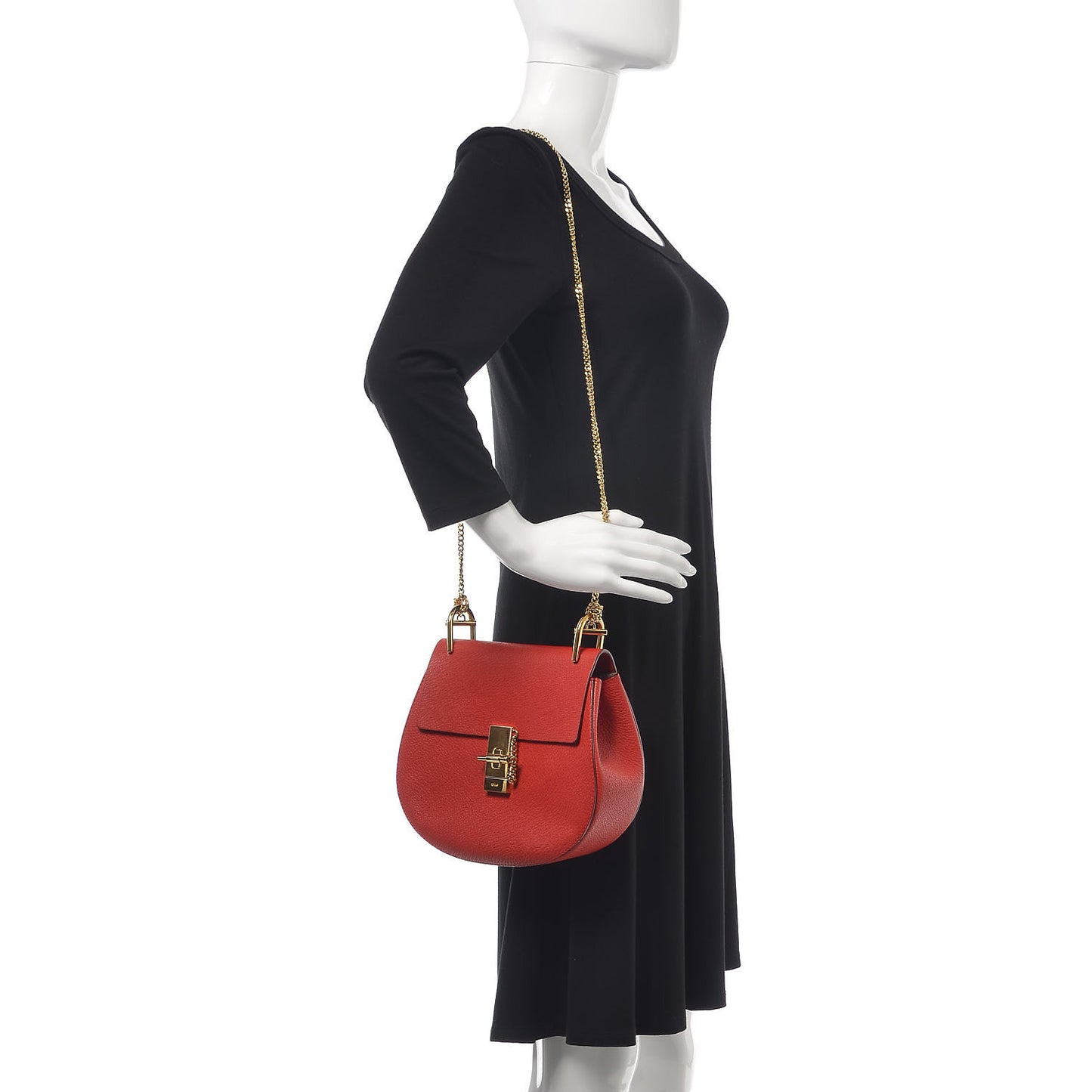 Grained Lambskin Drew Shoulder Bag Plaid Red