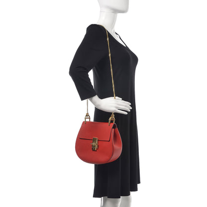 Chloe Grained Lambskin Drew Shoulder Bag Plaid Red 2 of 7