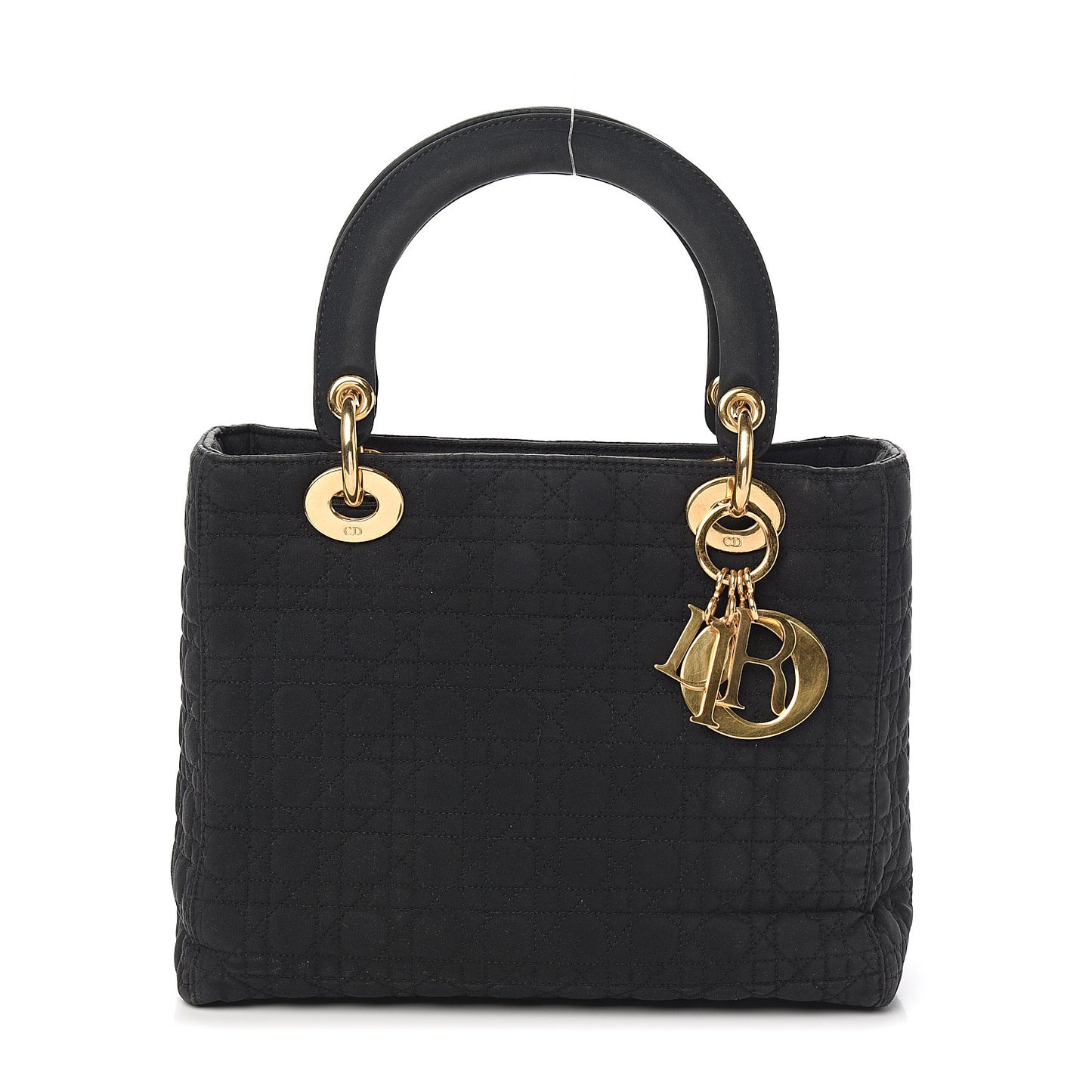 Nylon Cannage Stitched Medium Lady Dior Black