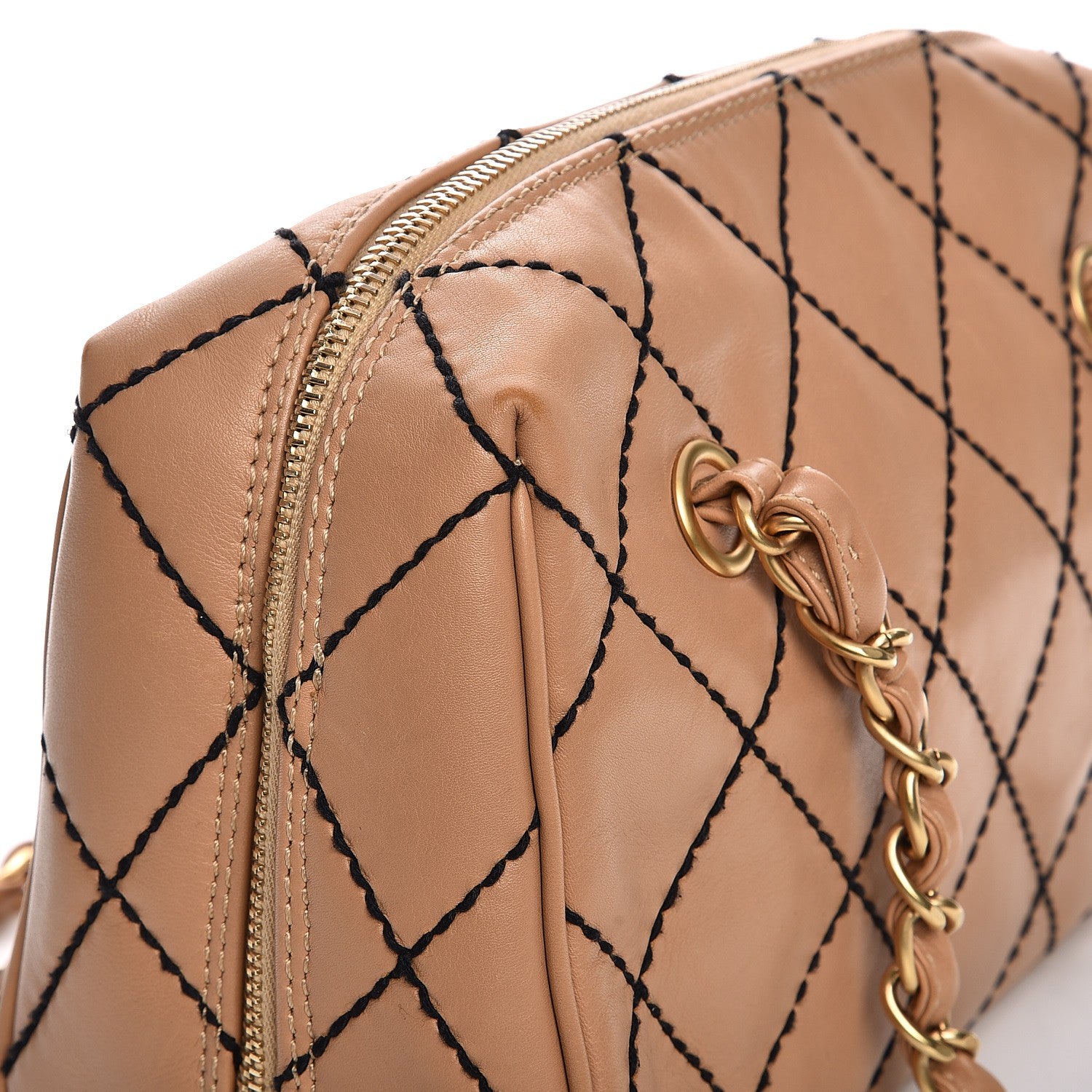 Chanel Calfskin Quilted Wild Stitch Bag Beige 12 of 15
