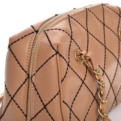 Chanel Calfskin Quilted Wild Stitch Bag Beige 12 of 15