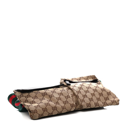Gucci GG Monogram Web Double Pocket Belt Bag Dark Brown 3 of 4