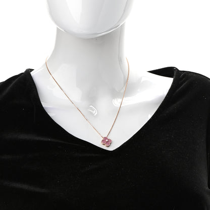 Van Cleef & Arpels 18K Rose Gold Diamond Rhodonite Vintage Alhambra Pendant Necklace 2 of 7