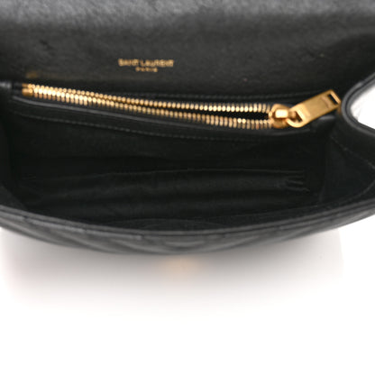 Saint Laurent Sheepskin Matelasse Chevron Monogram Medium College Bag Black 5 of 11