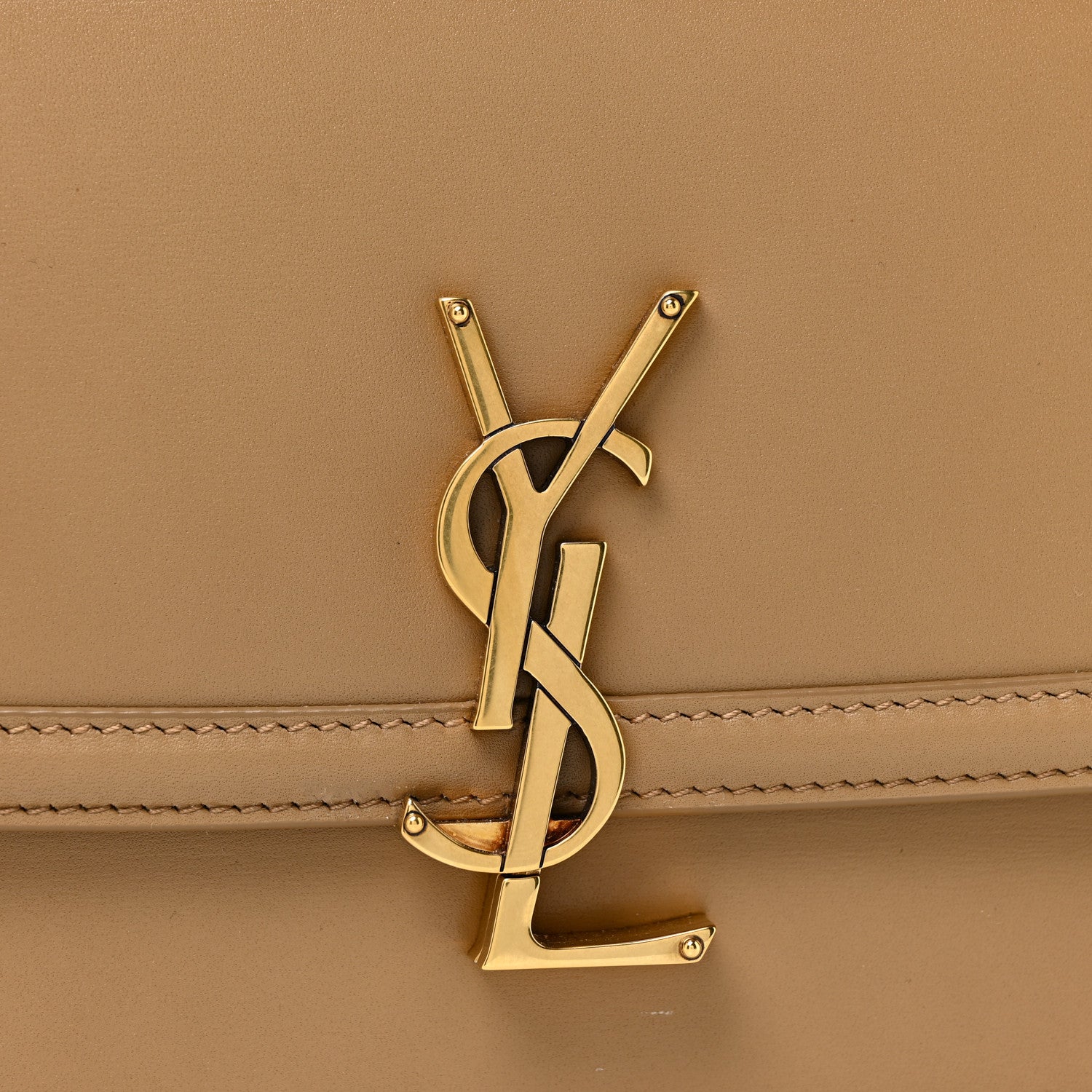 Saint Laurent Box Calfskin Monogram Medium Solferino Satchel Natural Tan 8 of 12