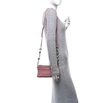 Miu Miu Nappa Matelasse Crystal Crossbody Clutch Rosa 2 of 11
