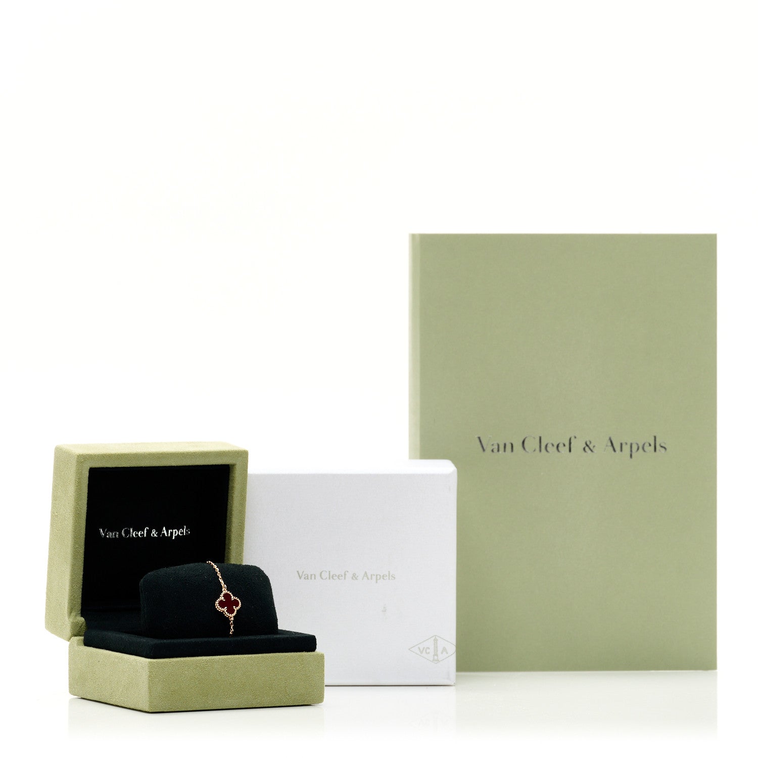 Van Cleef & Arpels 18K Rose Gold Carnelian Sweet Alhambra Bracelet 5 of 5
