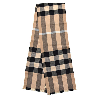 Burberry Cashmere Wool Check Amu Lash Fringe Scarf Camel 3 of 5