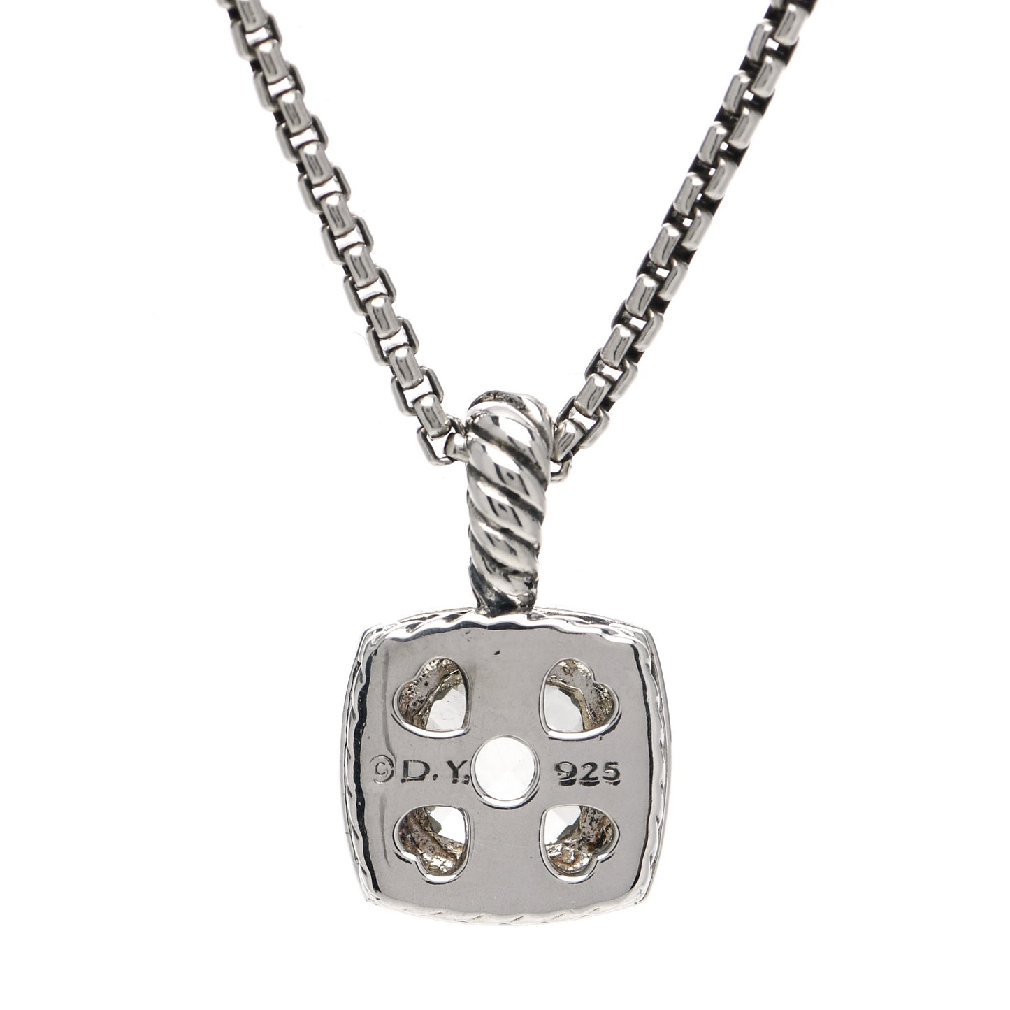 Sterling Silver Diamond Prasiolite 7mm Petite Albion Pendant Necklace