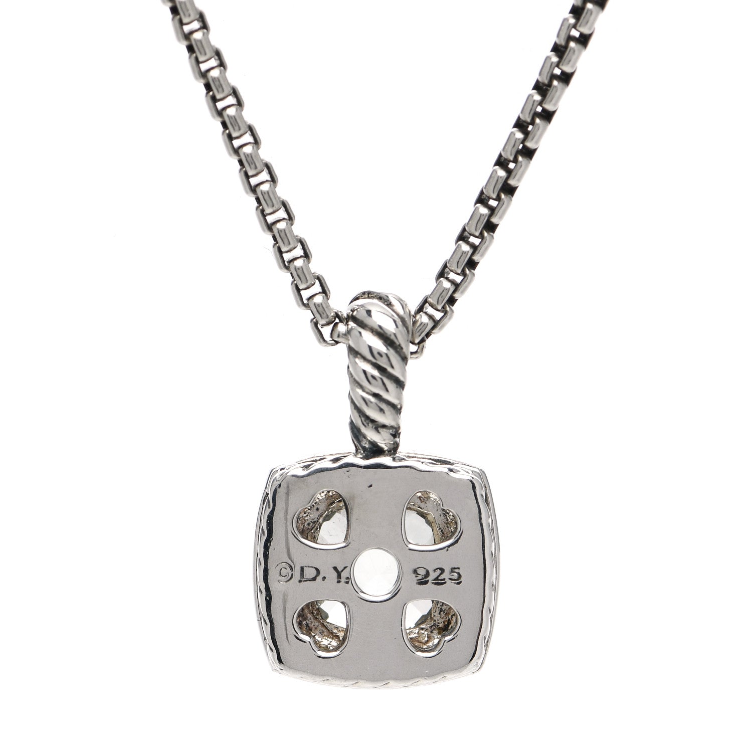 David Yurman Sterling Silver Diamond Prasiolite 7mm Petite Albion Pendant Necklace 7 of 7