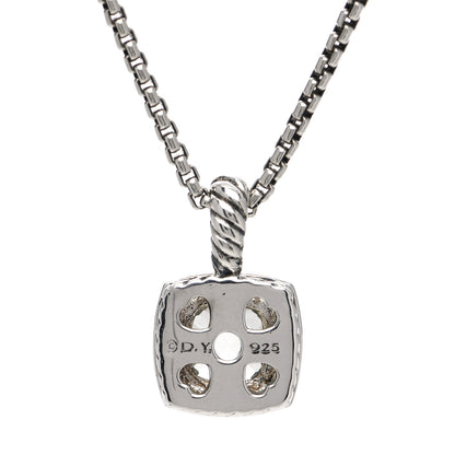 David Yurman Sterling Silver Diamond Prasiolite 7mm Petite Albion Pendant Necklace 7 of 7