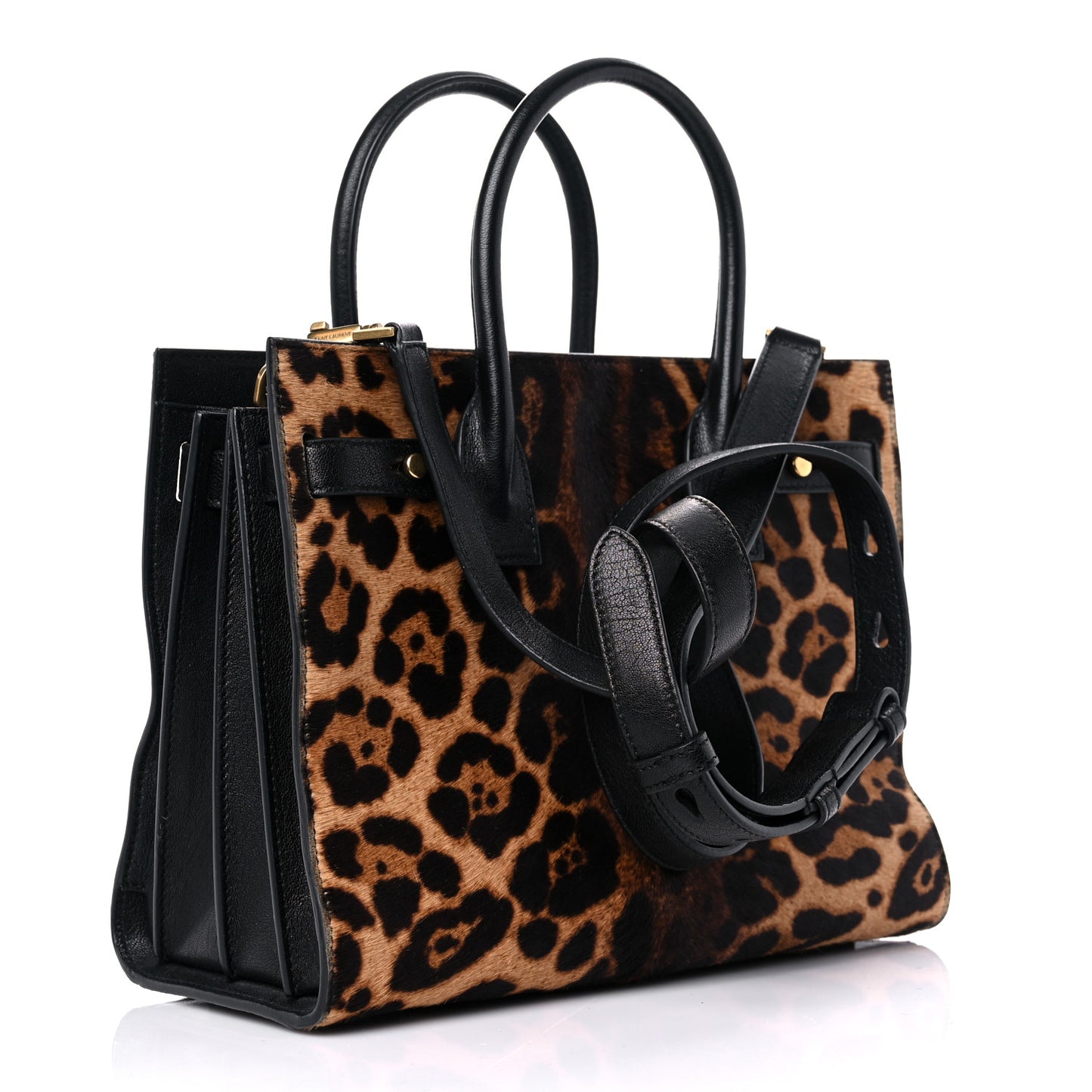 Pony Effect Calfskin Leopard Print Baby Supple Sac De Jour