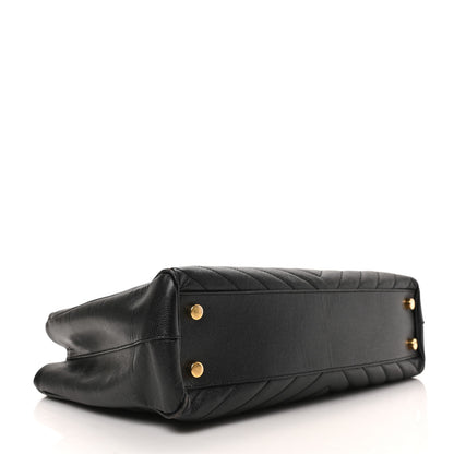 Saint Laurent Grain De Poudre Matelasse Chevron Monogram Shopping Bag Black 4 of 8