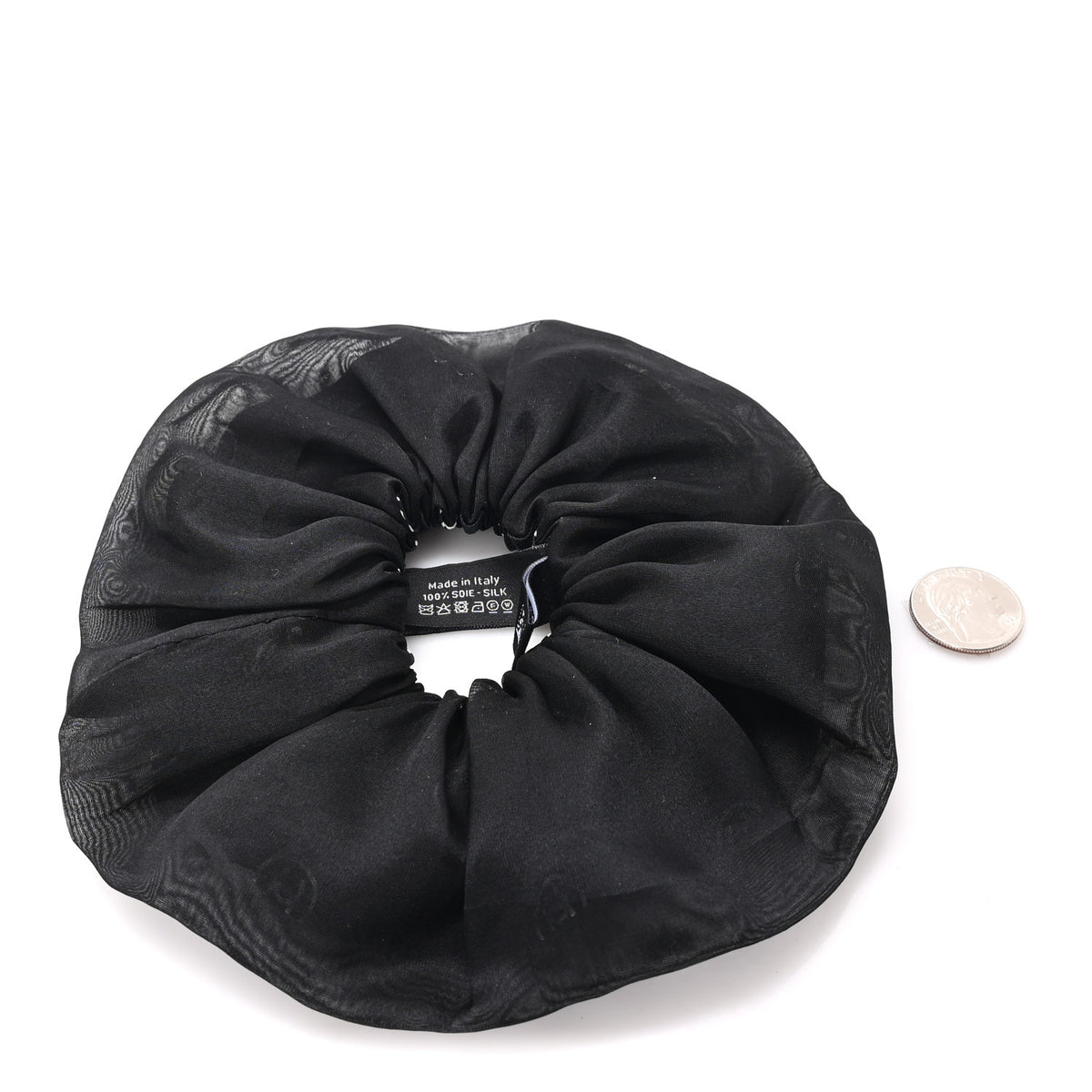 Chanel Silk CC Scrunchie Black White 2 of 3