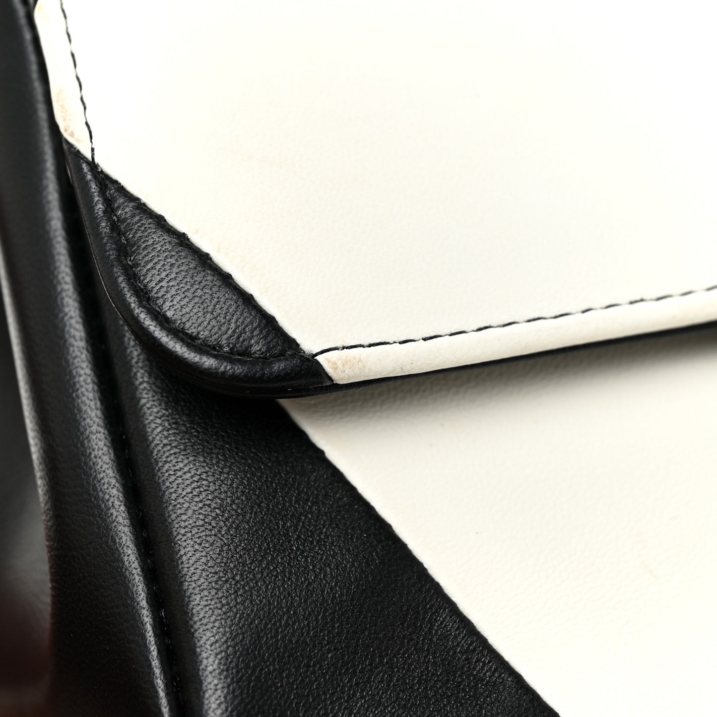 Lambskin Geometric Patchwork Mini Flap Black White