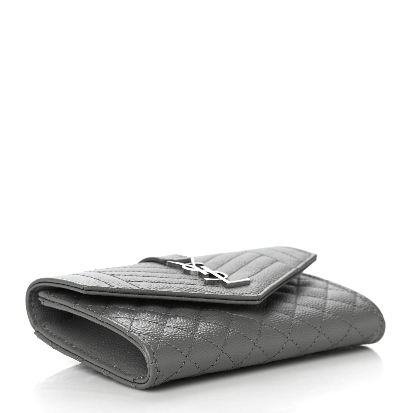 Grain De Poudre Textured Mixed Matelasse Triquilt Small Monogram Envelope Wallet New Stone