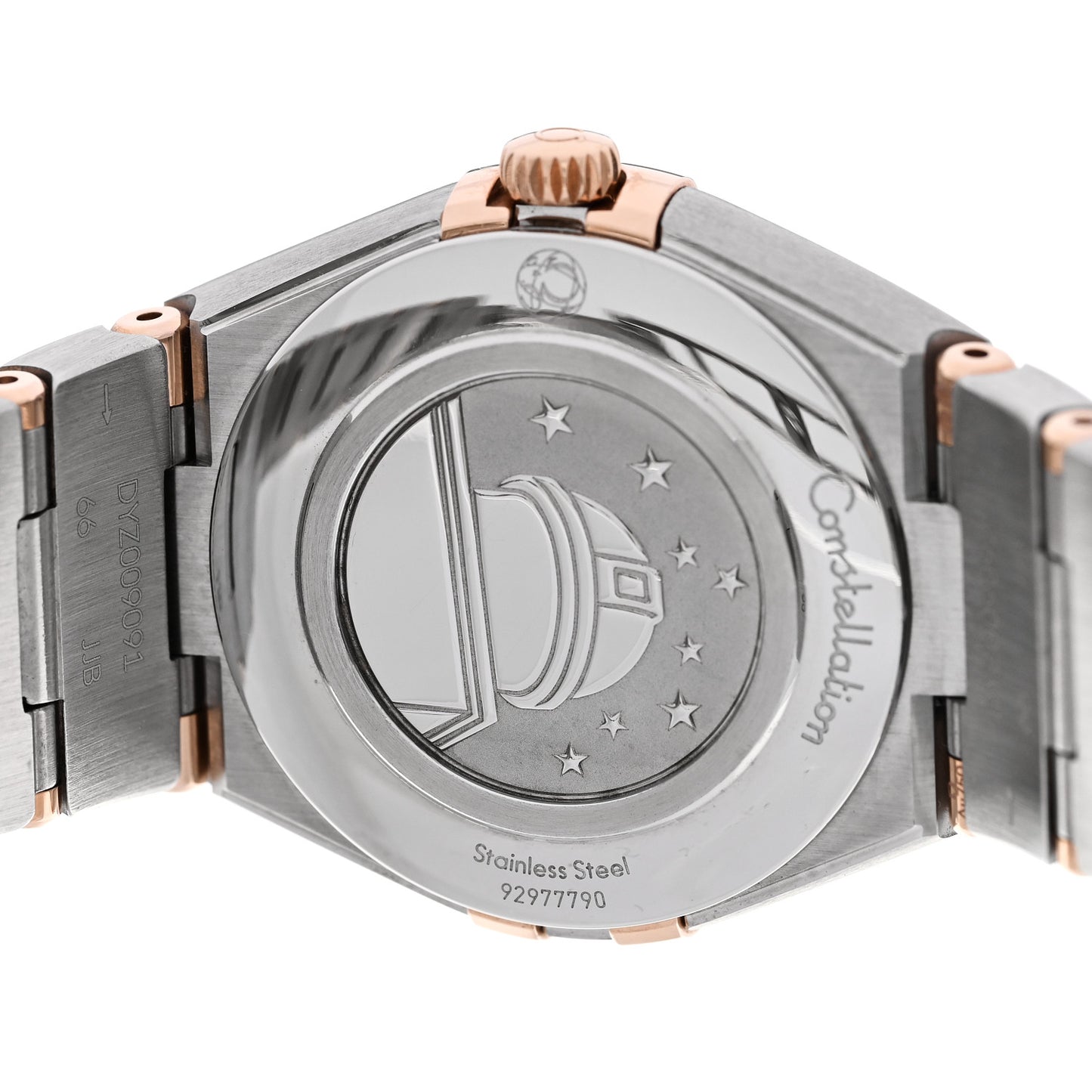 Stainless Steel 18K Yellow Gold Diamond Bezel Mother of Pearl 28mm Constellation Quartz Watch 131.25.28.60.55.002