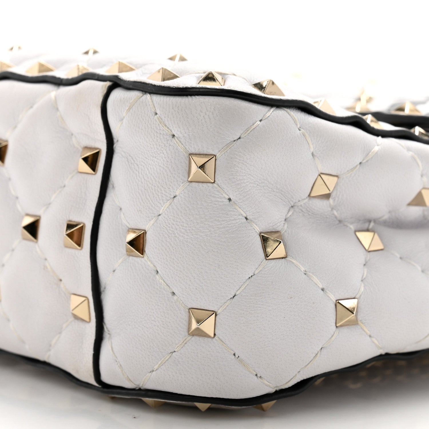 Valentino Garavani Lambskin VLTN Print Medium Rockstud Spike Shoulder Bag Optic White Black 9 of 14