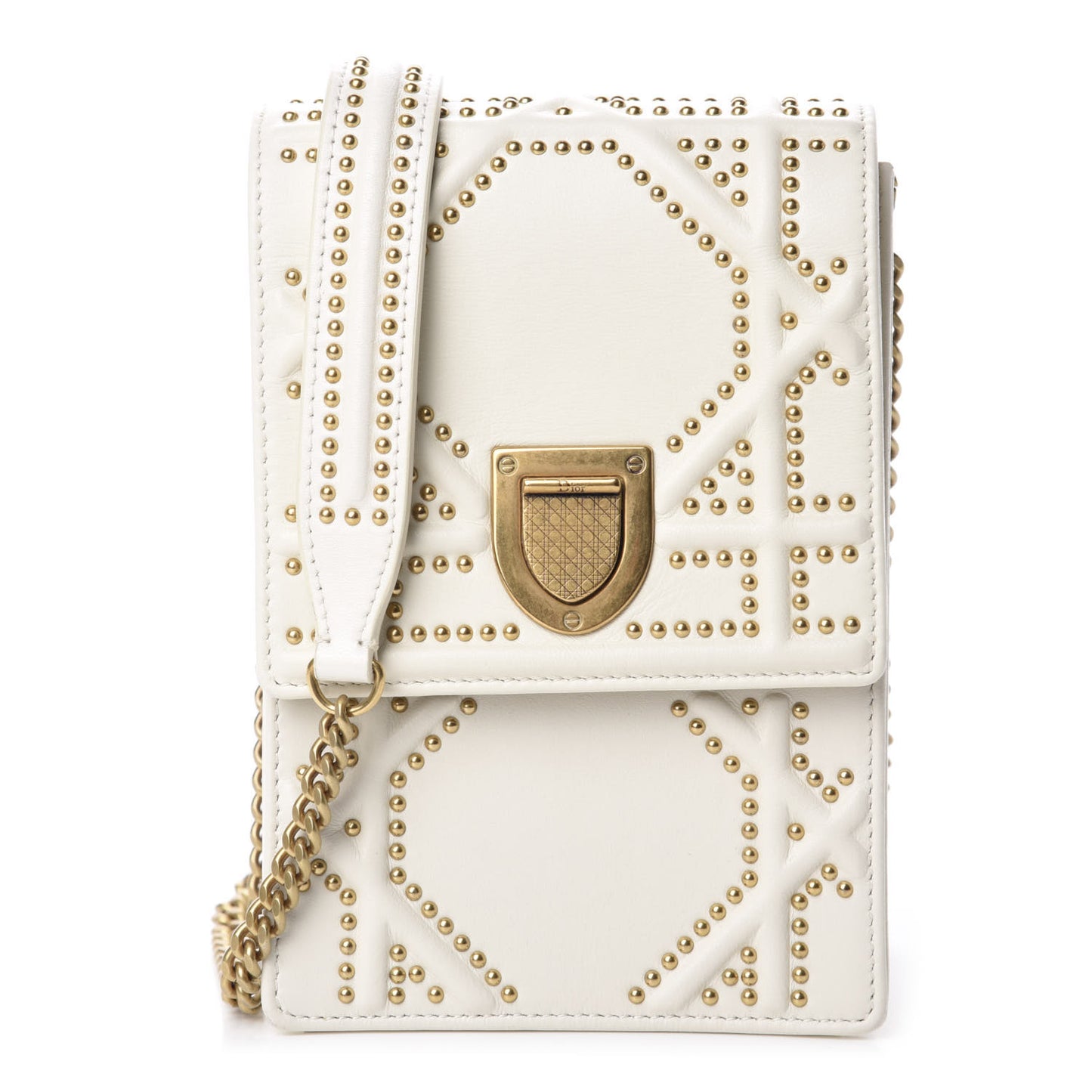 Lambskin Studded Vertical Diorama White
