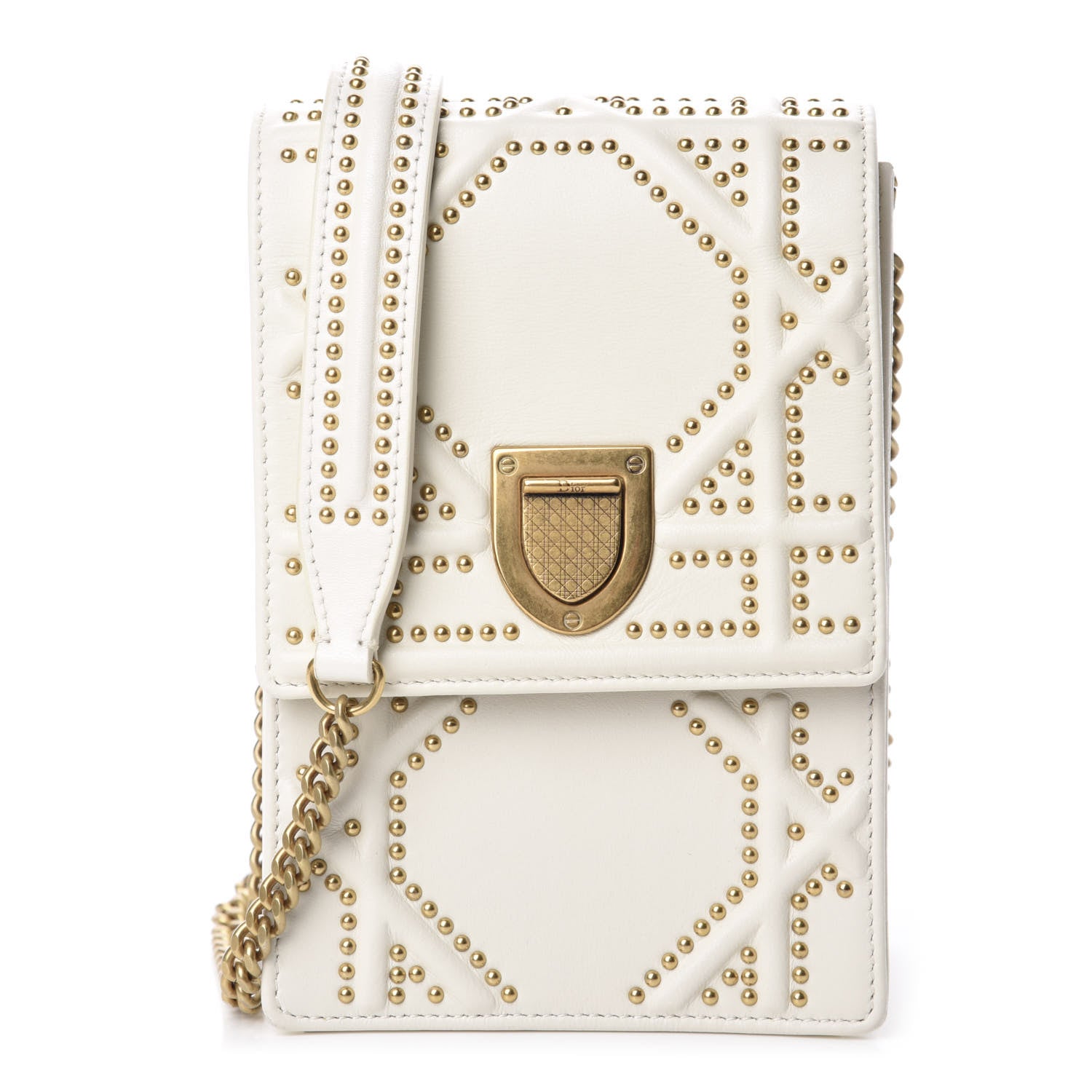 Christian Dior Lambskin Studded Vertical Diorama White 1 of 9
