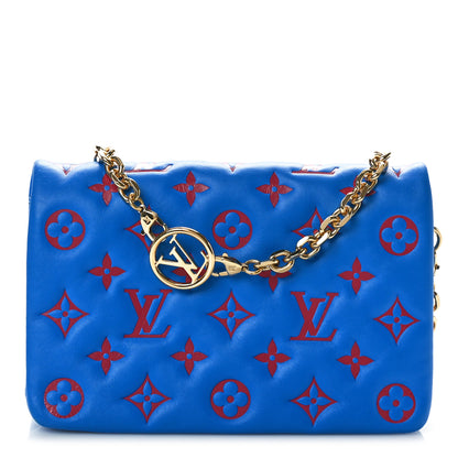 Louis Vuitton Lambskin Embossed Monogram Vuittamins Pochette Coussin Blue Red 1 of 9