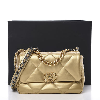 Chanel Metallic Goatskin Quilted Medium 19 Flap Gold 11 of 11