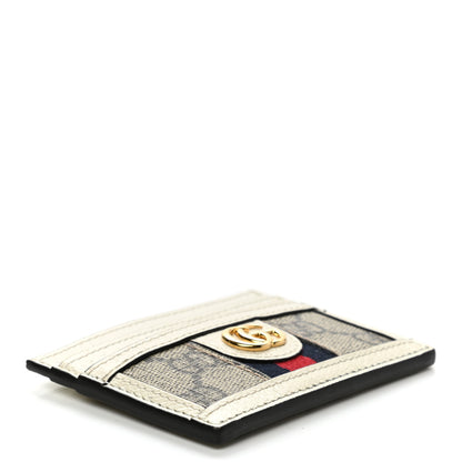 Gucci GG Supreme Monogram Textured Calfskin Web Ophidia Card Holder Beige Ebony Mystic White 4 of 7