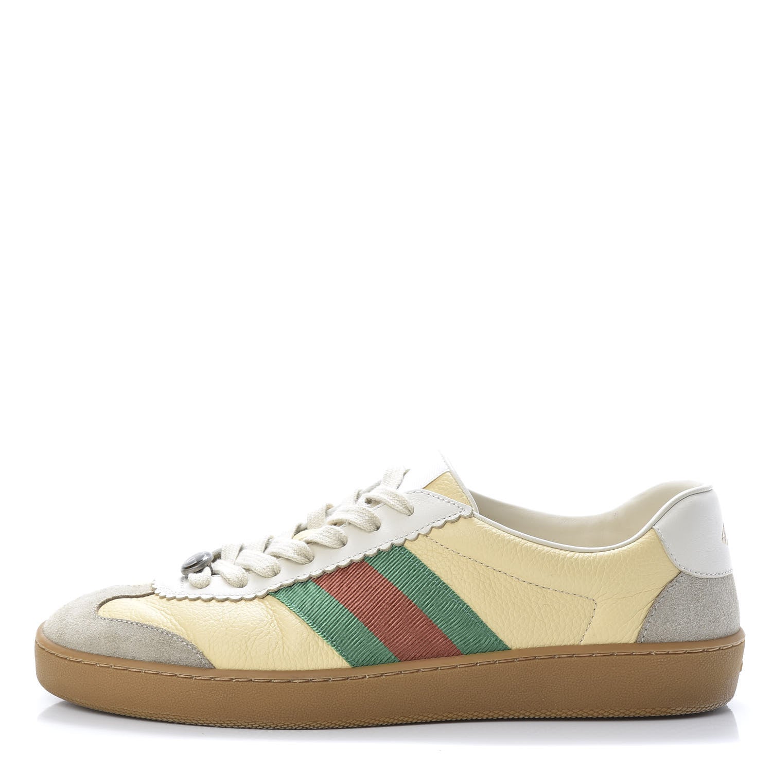 Gucci Calfskin Suede Web Mens G74 Sneakers 8 Oatmeal Burro New Mystic White 1 of 9