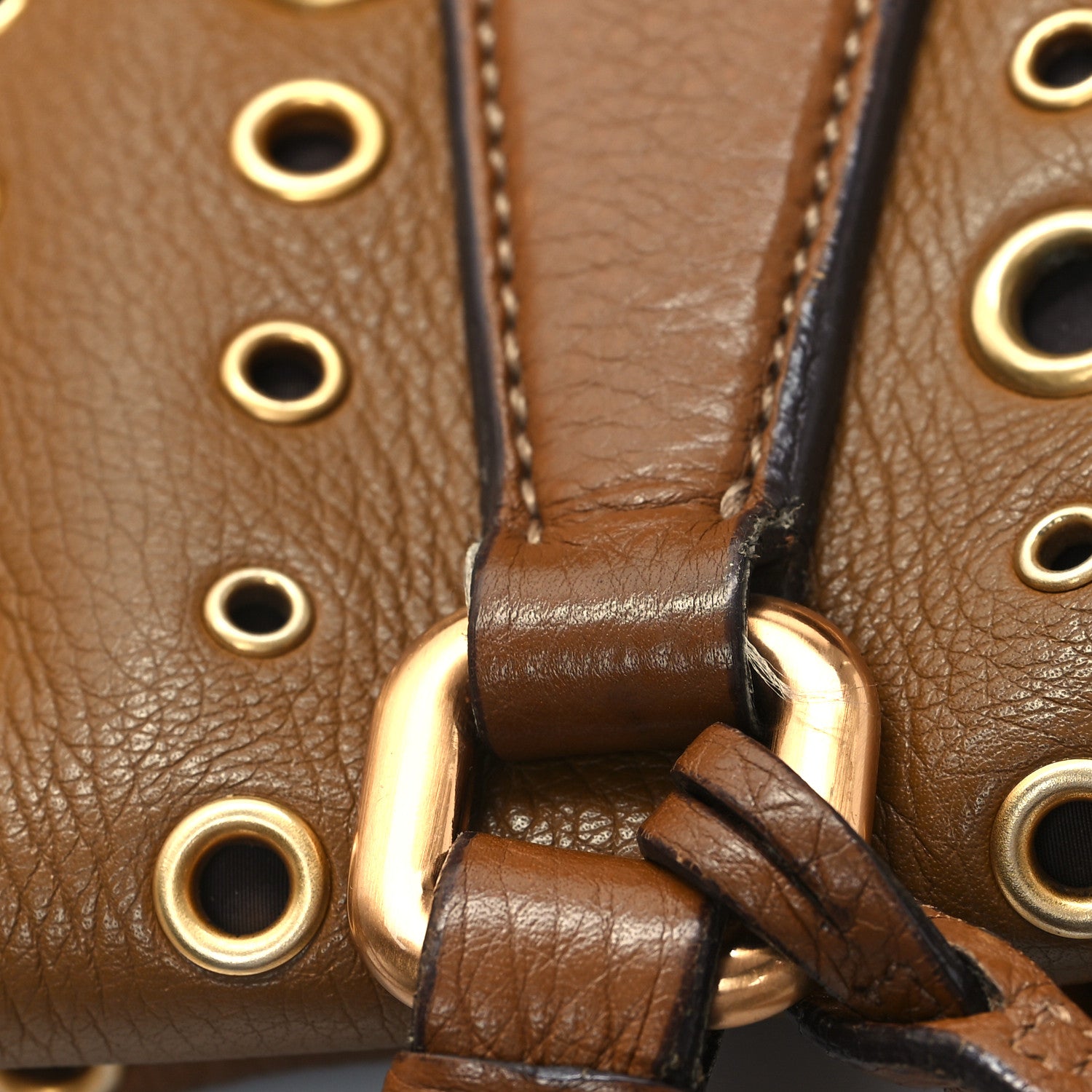 Prada Vitello Daino Grommet Satchel Bruciato 11 of 12