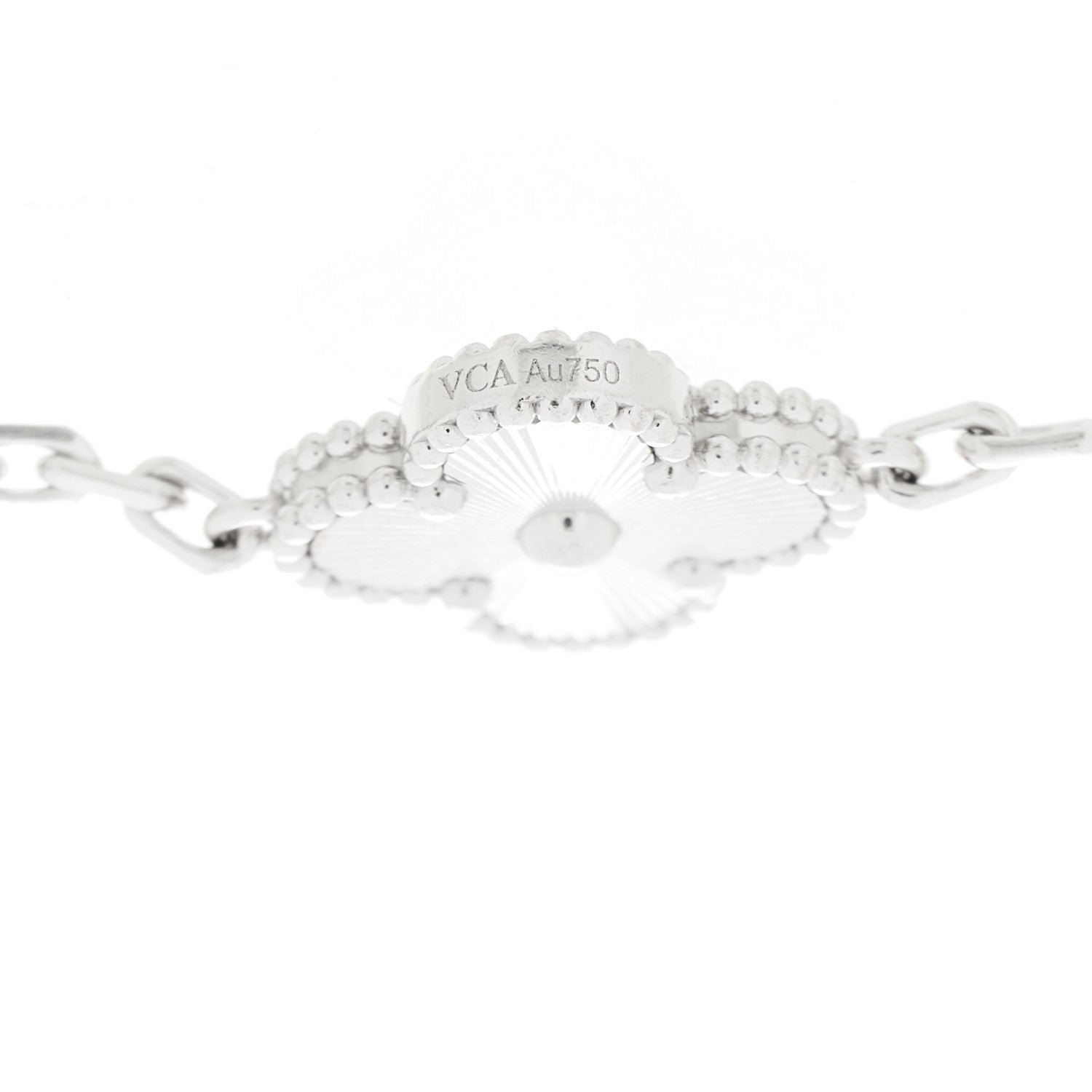Van Cleef & Arpels 18K White Gold 5 Motifs Guilloche Vintage Alhambra Bracelet 3 of 5