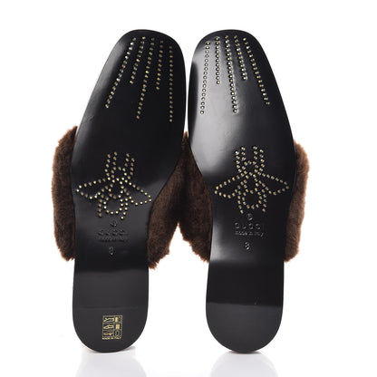 Gucci Calfskin Faux Fur Mens Lawrence Slippers 8 Scan Brown 5 of 8